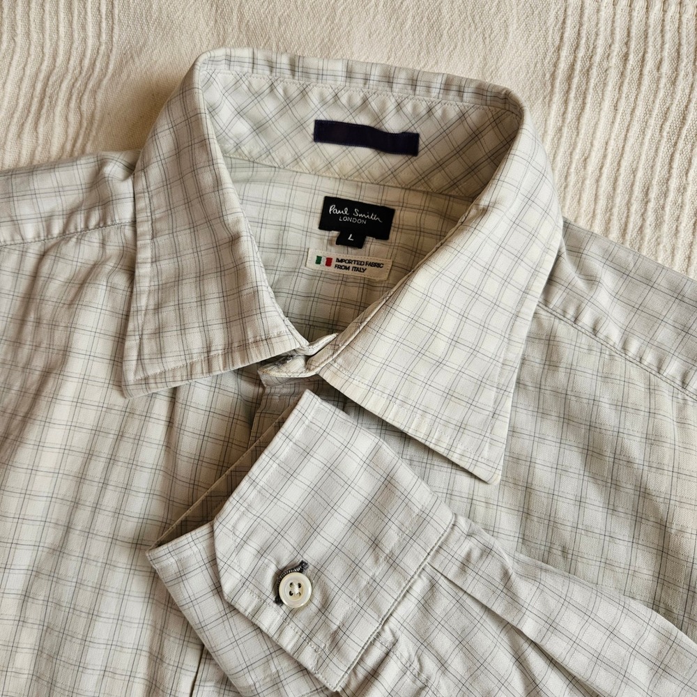 Paul Smith London Button Down Shirt Checked Long Sleeve Italian Fabric Men L